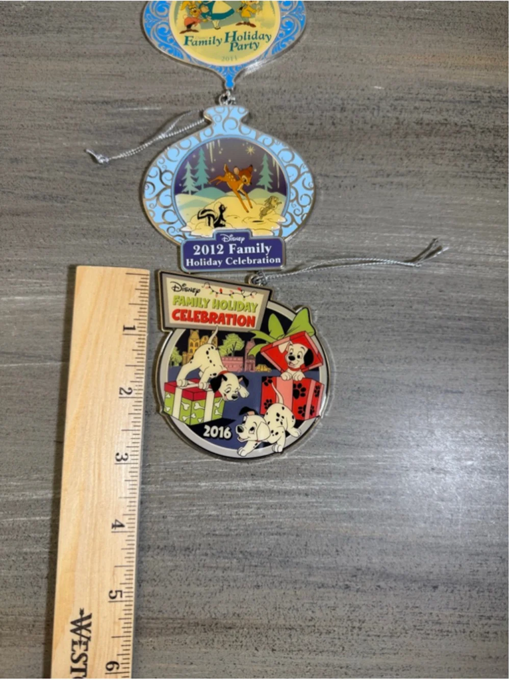 Disney Cast Member Exclusive Holiday Ornament Lot (3) - 2011, 2012, 2016 Metal